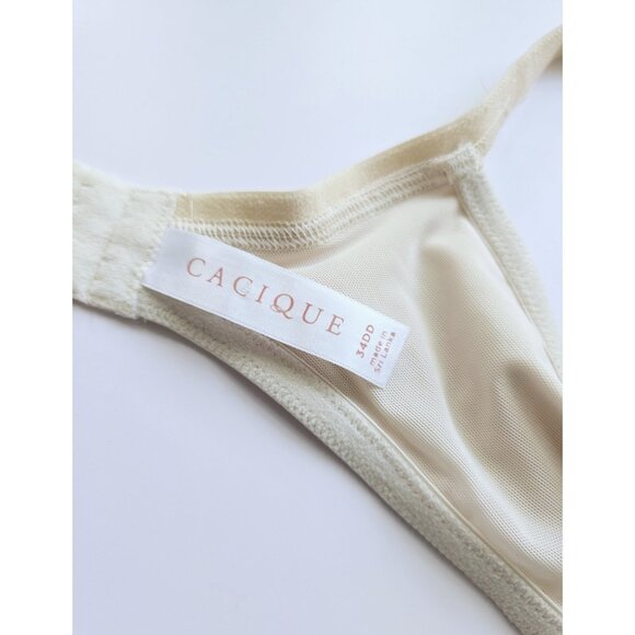 Cacique Cotton Blend Lightly Lined Underwire Beige Molded Bra 34DD - Picture 8 of 10